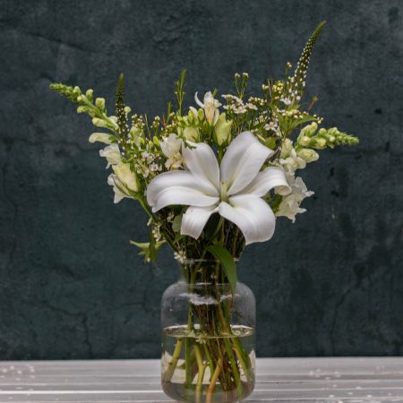 White Posy in Small Vase